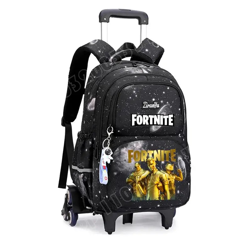 Fortnite Trolley Bag Easy Stair Climbing Anime Waterproof Wheeled Backpack Large Capacity Student Schoolbag Casual Travel Bag