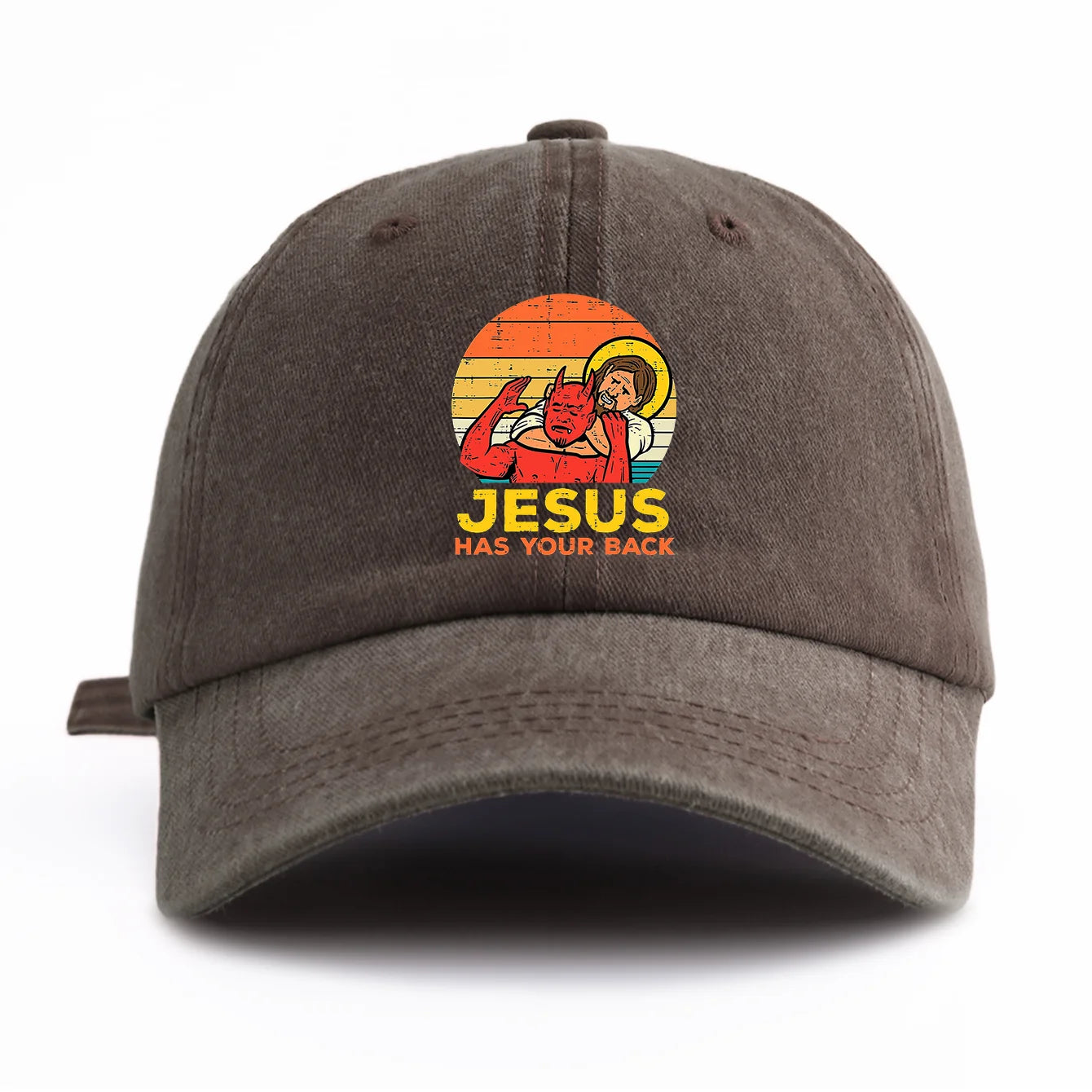 1pc JESUS HAS U BACK Print Washed Baseball Cap for Adults,Minimalist Retro Style Casual Soft Adjustable Dad Hat,Perfect As Gift