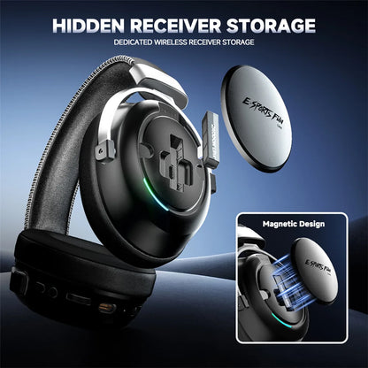 HAAYOT Wireless Gaming Headphones Bluetooth 5.3 with 53mm Titanium Drivers, 7.1 Virtual Surround Sound, Low Latency Gaming Headset for PC PS5 Mobile