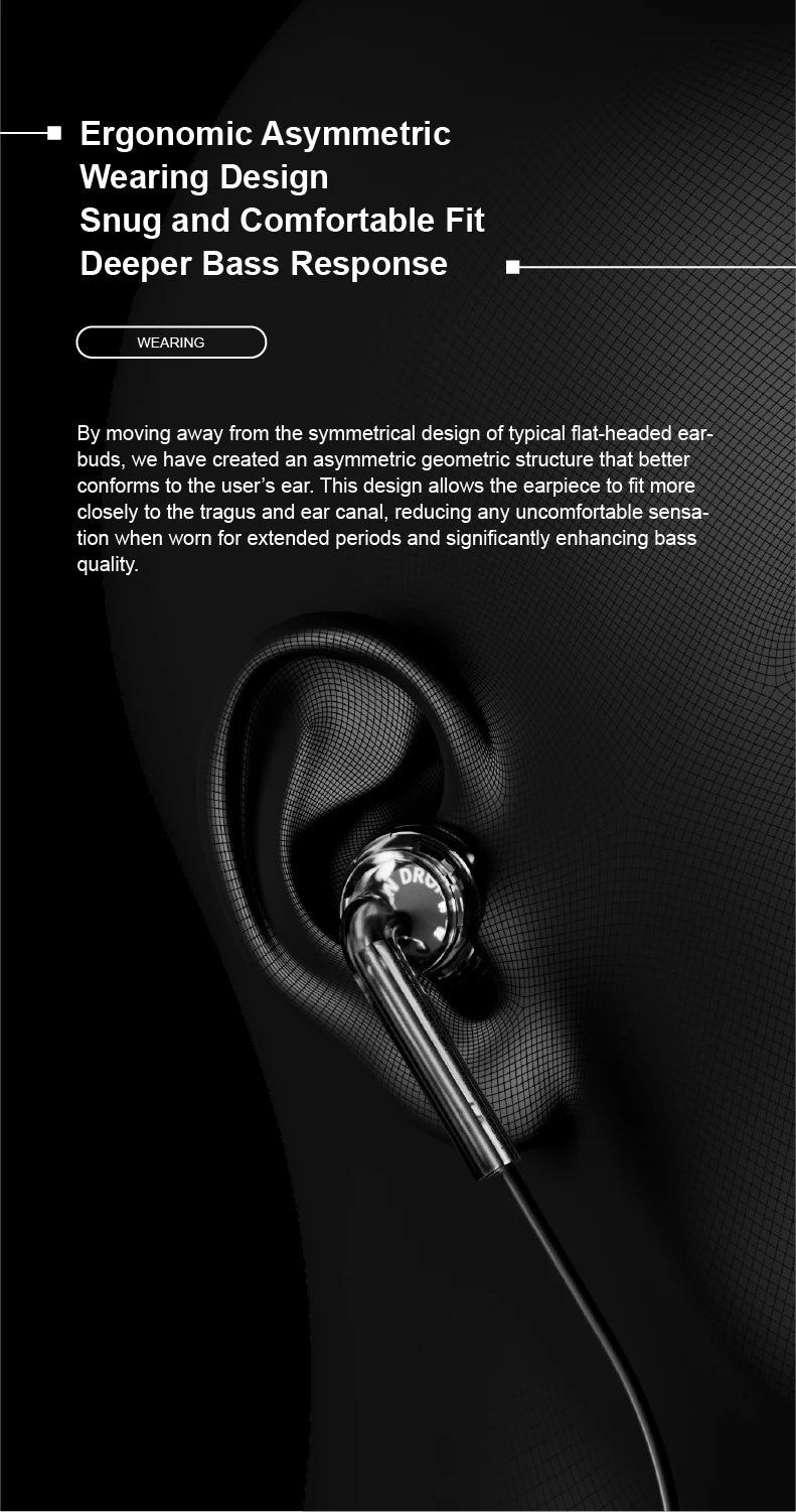 MOONDROP NICE BUDS Wired Earbuds with 15.4mm Large Dynamic Driver, HiFi Flat Head Earphones, High Resolution Sound, Comfortable Wired Music Earbuds
