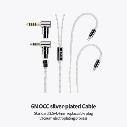 EPZ P50 Hybrid Driver HiFi IEM Earphones 1DD+2BA+2 Planar Drivers with 3.5mm/4.4mm Replaceable Plug & Silver-Plated Cable
