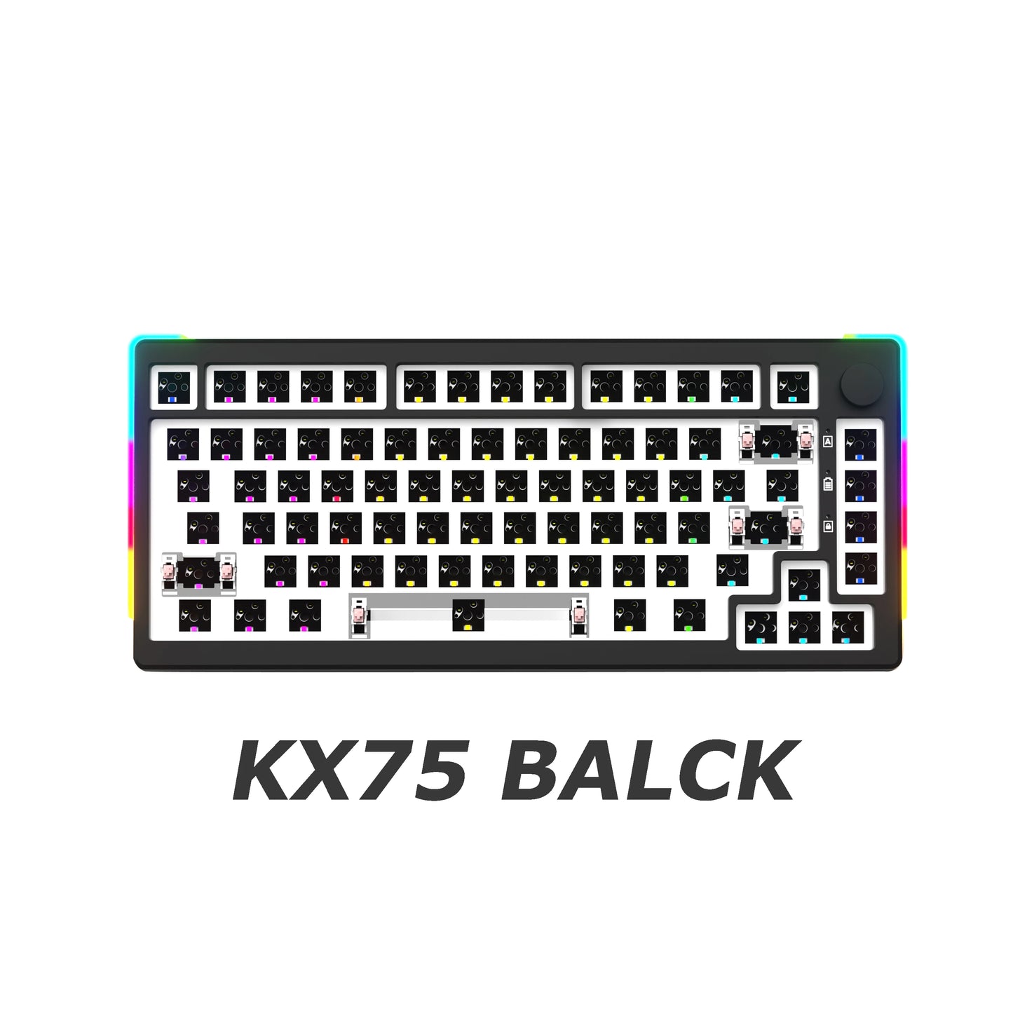 MAIMOOO KX75 75% Keyboard Kit Hotswap Transparent Full RGB Backlit 2.4GHz/ Bluetooth Macro Custom DIY Mechanical Keyboard
