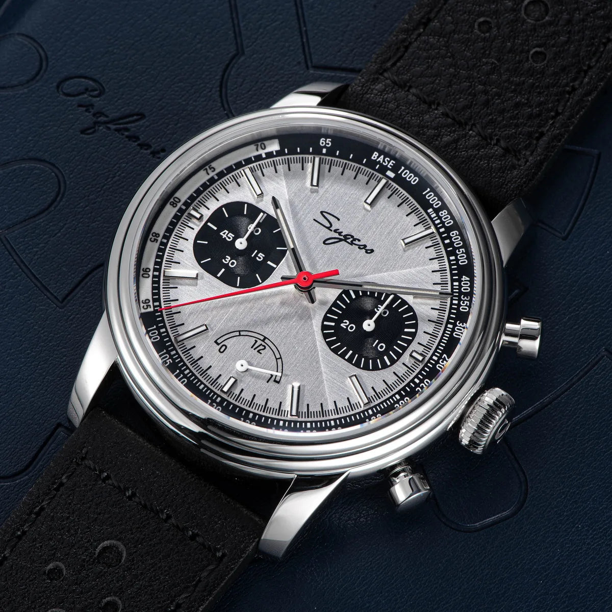 Sugess Men's Pilot 1963 Wristwatch ST1906 Chronograph Handwind Movement Domed Sapphire Waterproof Power Reserve Lume V2