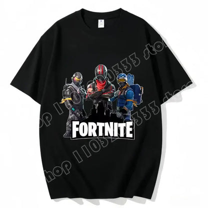 Fortnite Crew Neck T Shirt Unisex Adult Game Dance Fashion New Pure Cotton Short Sleeve Tops Perfect for Casual Wear Vacations