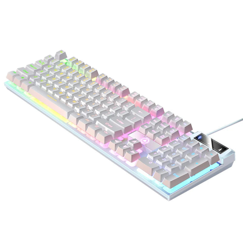 YINDIAO Wired USB Gaming Keyboard with Backlight, 104-Key Ergonomic Gaming Keyboard for PC, Laptop & Desktop, RGB Gamer Keyboard for Office & Gaming