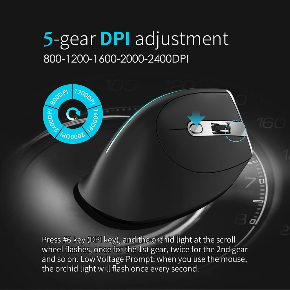 Mouse vertical ergonomic F-36 2.4G+BT1+BT2 wireless pentru mâna dreaptă și stângă, mouse gaming optic USB pentru computer și laptop