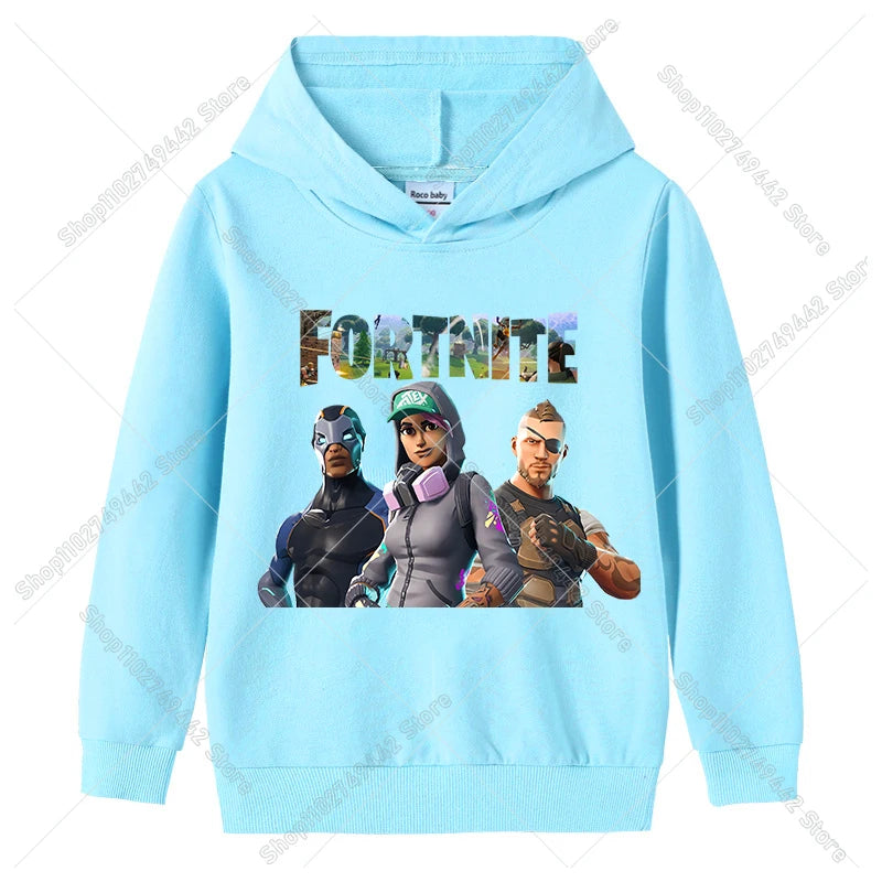 Fortnite-Kinder-Hoodies für den Herbst, Kapuzen-Sweatshirt für Jungen und Mädchen, dünner Trainingsanzug, langärmelige Pullover-Oberteile, Sportbekleidung, Kinderkleidung