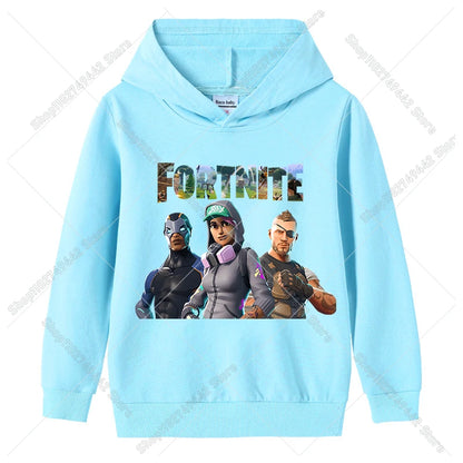 Fortnite-Kinder-Hoodies für den Herbst, Kapuzen-Sweatshirt für Jungen und Mädchen, dünner Trainingsanzug, langärmelige Pullover-Oberteile, Sportbekleidung, Kinderkleidung