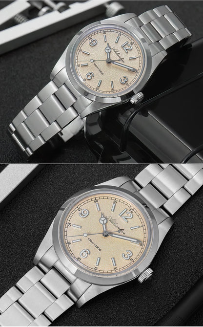 Relógio para homem ADDIESDIVE 36mm em destaque AD2518 com vidro espelhado convexo, aço inoxidável 316L, Reloj Hombre, 100m à prova de água, quartzo