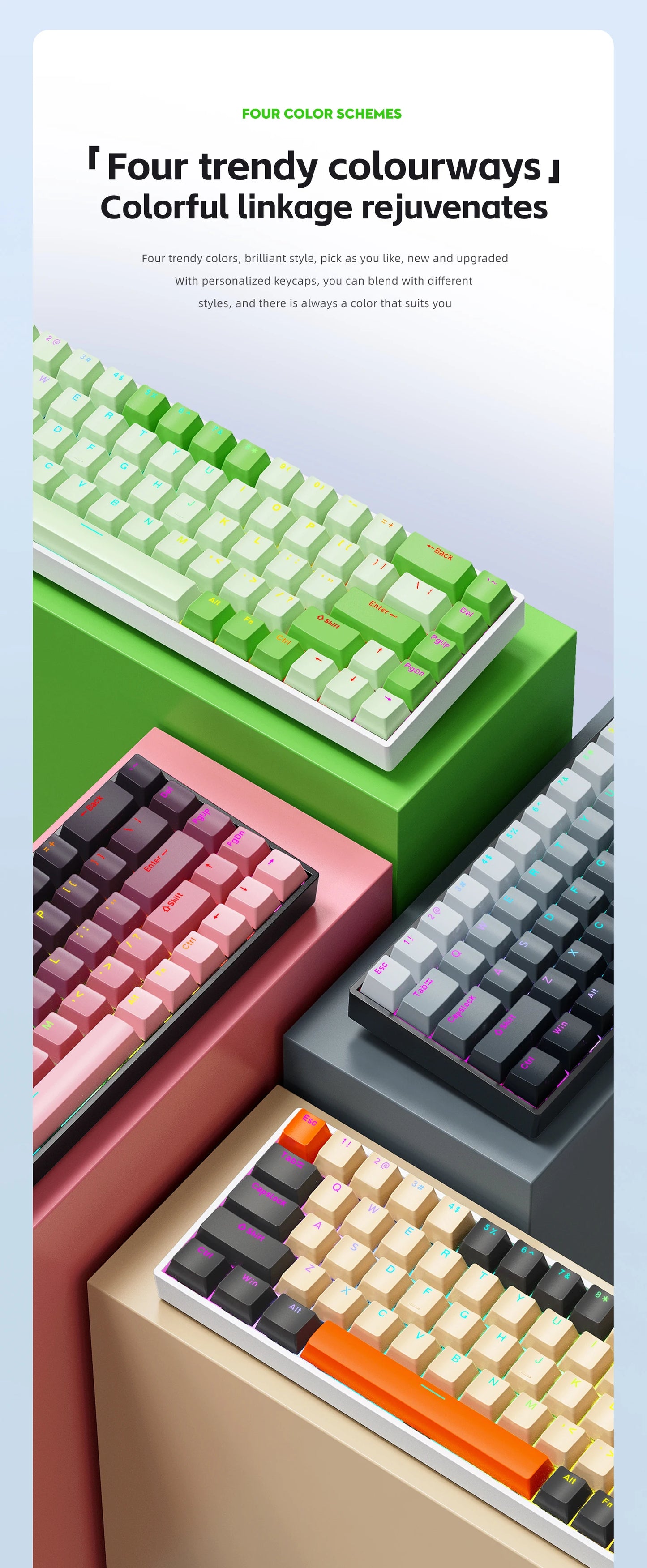 K68    68Key Wireless Mechanical Keyboard Tri-mode Connection,Full Key Hot Swap,RGB lighting Effects,Gasket Muffler Structure, L