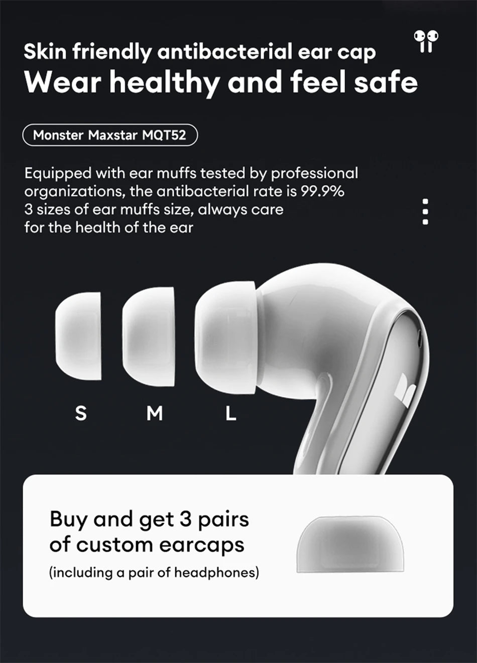 Monster MQT52 Bluetooth 5.4 Wireless Earphones Gaming Headphones with Mic, HiFi Stereo Sound True Wireless Earbuds, Low Latency Bluetooth 5.4 Earphones with 24H Battery Life