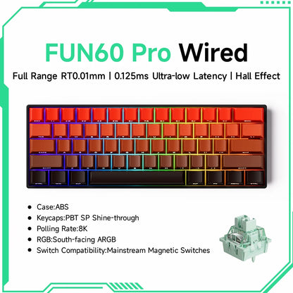 Akko MonsGeek FUN60 PRO&MAX HE Mechanical Keyboard Magnetic Switch 60% Gaming Keyboard Rapid Trigger 8K Custom Keyboard