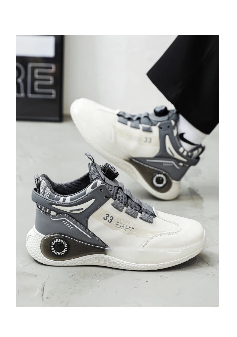 Herren-Sneaker mit drehbarer Schnalle – bequeme, rutschfeste Schnürschuhe für Outdoor-Aktivitäten