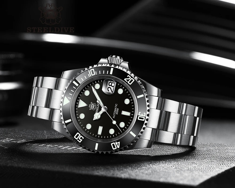 Steeldive Brand Watch SD1953 Water Ghost Diver Watch Men 300M Waterproof Sapphire Glass BGW9 Luminous NH35 Automatic Dive Watch