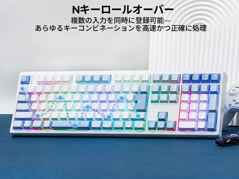Japanese Version EPOMAKER TH108 JIS Layout 100% Sized Gasket Wired/Bluetooth/2.4Ghz Wireless NKRO Mechanical Keyboard Long-Lasting 8000mAh