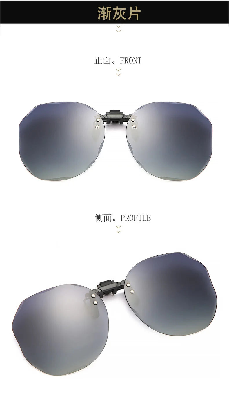 Women Sunglasses Clip-on Polarized Optical Glasses Clip Diamond Cut Mirror Eyeglasses Anti-UV Driving Sunglasses 2026 Trendy