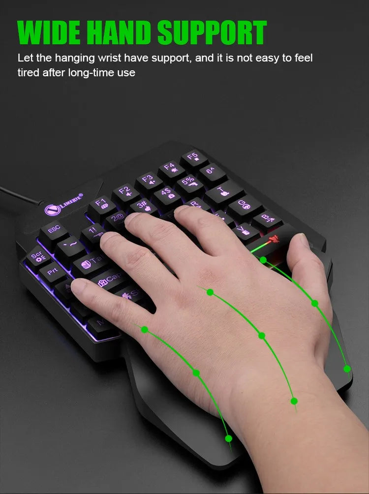TEUCER 35 Keys One-Handed Mini Gaming Keyboard USB Wired RGB Backlit Ultra-Slim Gaming Keypad for PC, Laptop & Mobile Gaming