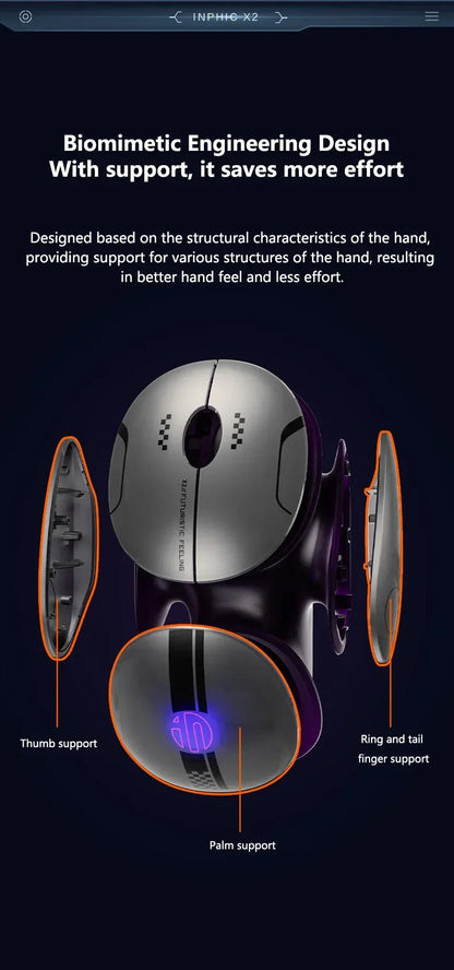 Inphic X2 Tri-Mode Metall-Bluetooth-Funkmaus, leise, wiederaufladbar, E-Sports-Hintergrundbeleuchtung, Gaming-PC- und Laptop-Zubehör, Geschenk