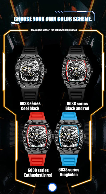 MUSANFIGO barrel shaped design, luxurious fully automatic mechanical men's watch, waterproof and luminous trendy watch