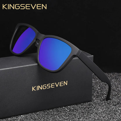 KNGSEVEN Trendy Round Sunglasses Men Women Causal Polarized Anti-UV400 Glasses Outdoor Causal Black Frame Driving Eyewear