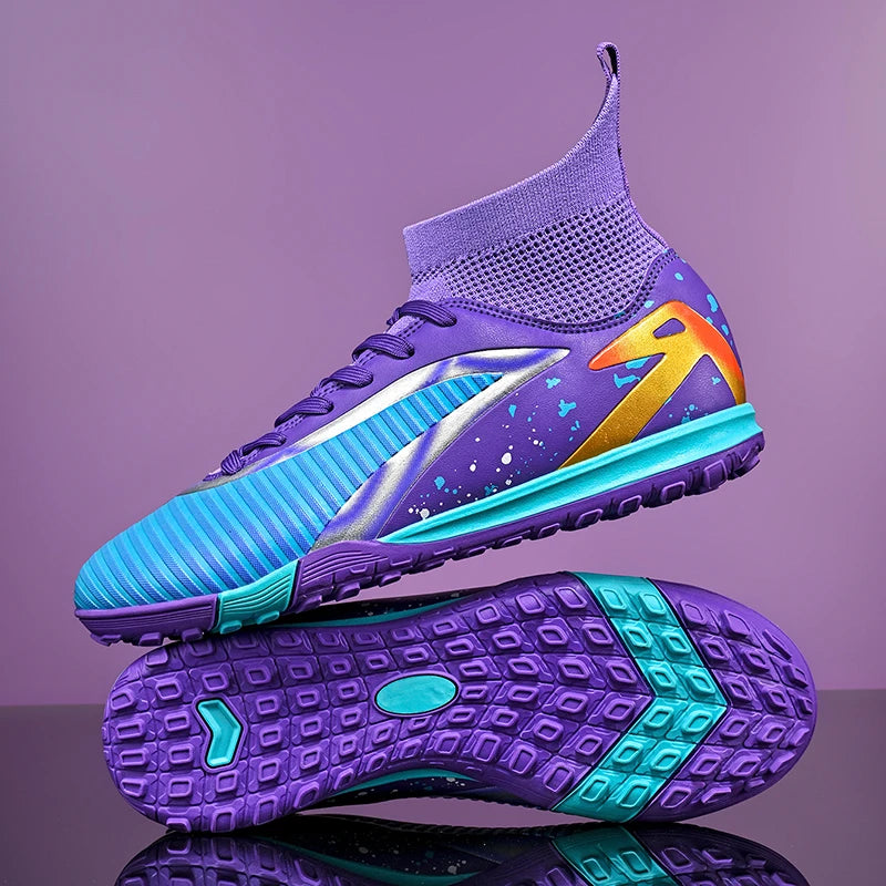 Nouvelles chaussures de football pour hommes, chaussures de sport, chaussures de futsal à cheville haute, chaussures de football de haute qualité, antidérapantes pour intérieur et extérieur, ultralégères, antidérapant