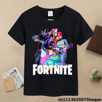 Sommer-Fortnite-Kinder-T-Shirt mit Cartoon-Spielfigur-Print, lässiges Sport-T-Shirt für Jungen, kurzärmelig, Kinderbekleidung