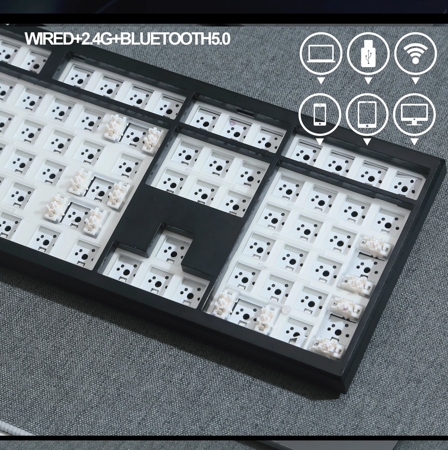 GMK108 Mechanical Keyboard Kit Hot-swappable Bluetooth 2.4G Wireless RGB Backlit Gasket Structure Support for VIA/QMK