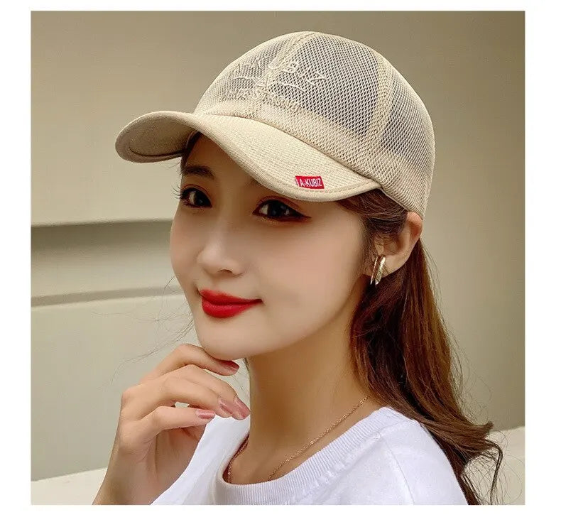 Summer Hats For Men And Women Mesh Baseball Caps Fashion Embroidered Visor Hat Outdoor Embroidered Letter Sun Protection Hat