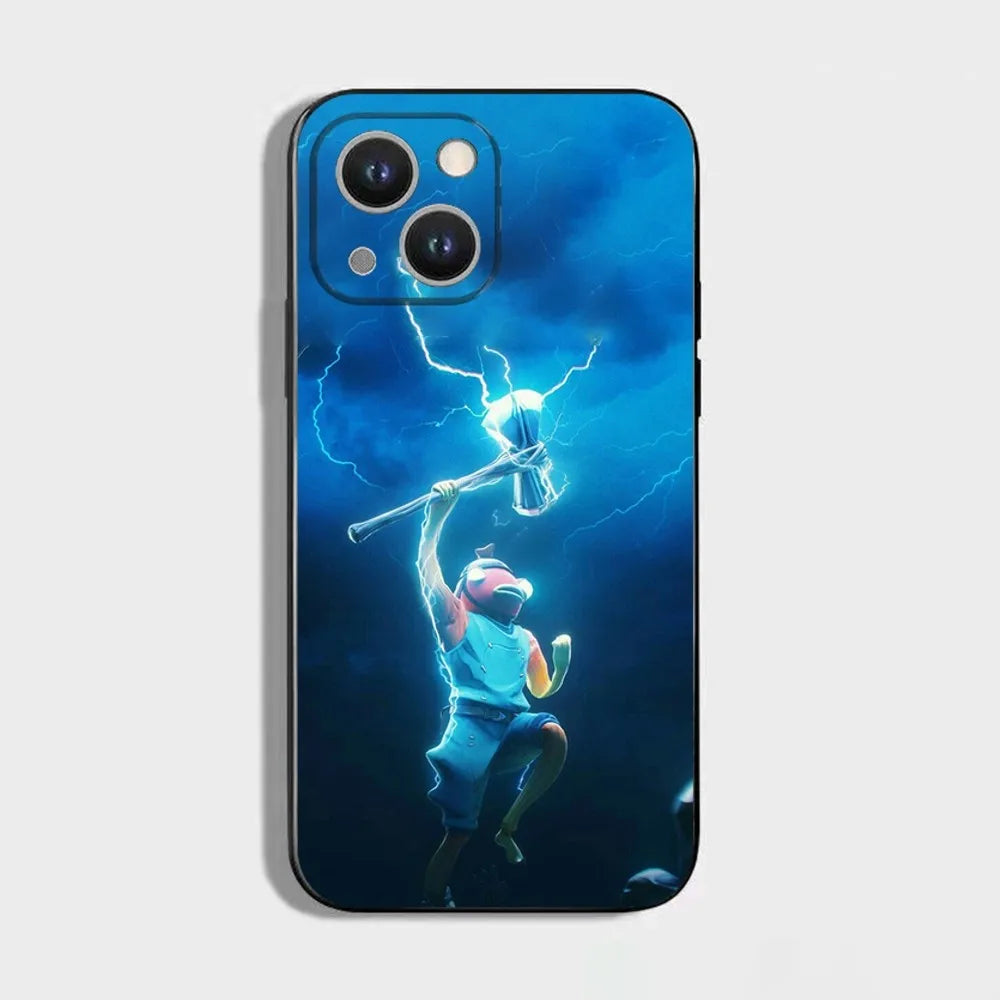 R-Royales F-Fortnites Phone Case For iPhone 16,15,14,13,12,11 Plus,Pro Max,XS,X,XR,SE,Mini,8,7,Soft Silicone Black Cover