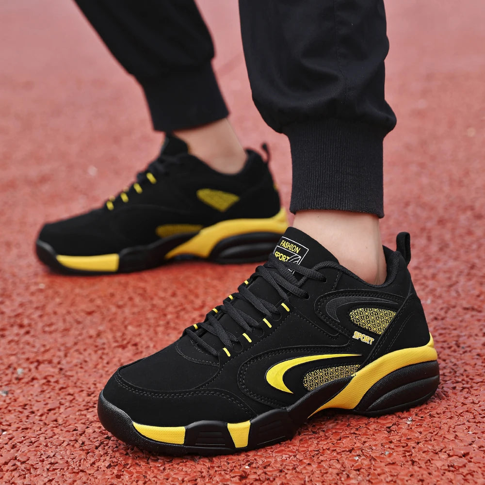 Plus Size Men's Trendy Colour Block Sneakers, Comfy Non Slip Lace Up Casual Durable Shoes For Men's Outdoor Activities