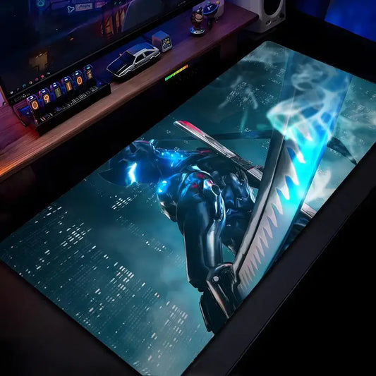 Mouse Pad Overwatch Genji, imprimare HD, pentru gameri pe computer, margine cusută, mouse pad antiderapant XXL90x40cm, suport pentru tastatură și birou PC
