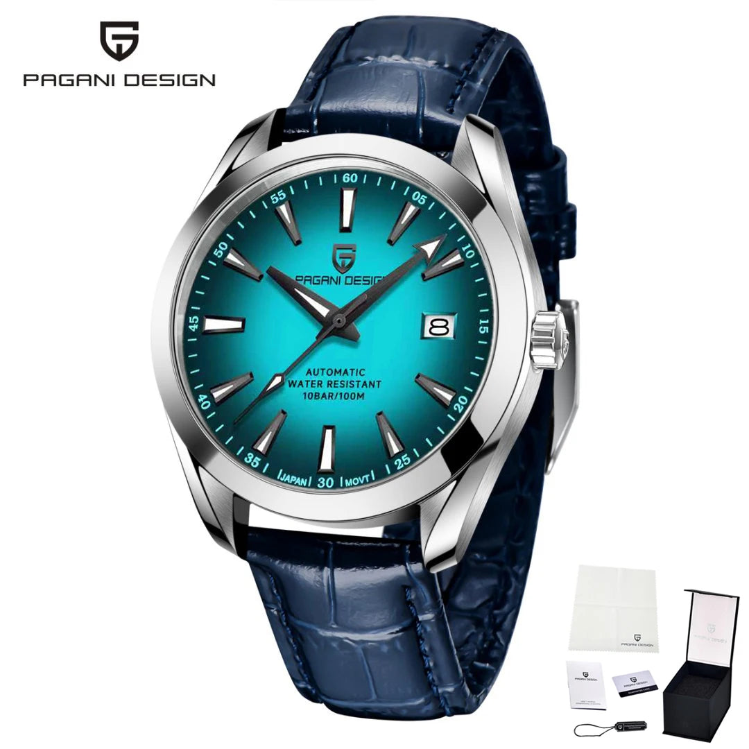 PAGANI DESIGN luxury men’s watch – Mechanical automatic model (calibre 8215), stainless steel, water-resistant, with date display and luminescent hands