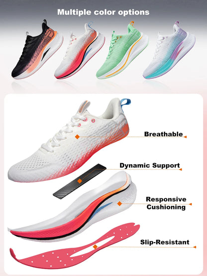 Baasploa Damen-Laufschuhe für Profis, Outdoor, Carbon-Platte, rutschfeste Sportschuhe, Damen-Freizeitschuhe, atmungsaktive Jogging-Sneaker