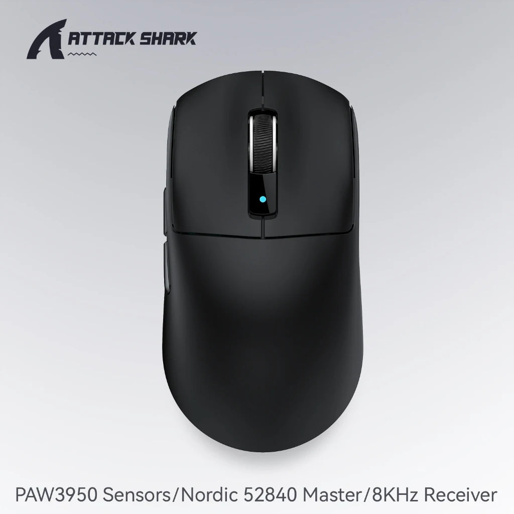 Attack Shark R6 Gaming-Maus 38g ultraleicht, PAW3950 8K Rückmelderate kabellos, Nordic 52840, 24000DPI, Tri-Mode
