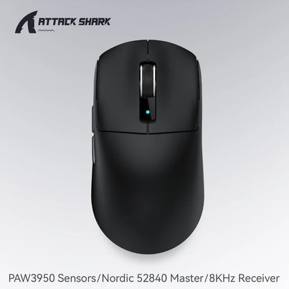 Attack Shark R6 Gaming-Maus 38g ultraleicht, PAW3950 8K Rückmelderate kabellos, Nordic 52840, 24000DPI, Tri-Mode