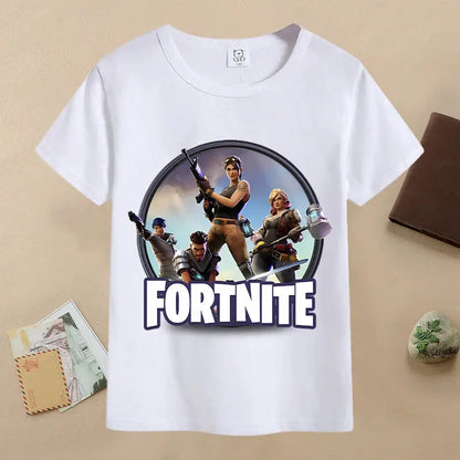 Sommer-Fortnite-Kinder-T-Shirt mit Cartoon-Spielfigur-Print, lässiges Sport-T-Shirt für Jungen, kurzärmelig, Kinderbekleidung