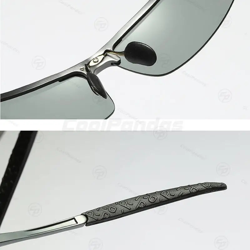 CoolPandas Photochromic Sunglasses Men Polarized Rimless Outdoor Sport Driving Glasses Day Night Chamelon Goggle zonnebril heren