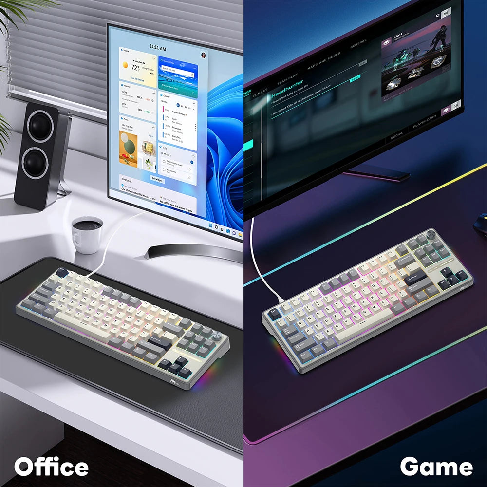 RK Royal Kludge RK R87Pro Gasket Wired Gamer Keyboard Hot-swappable 88 Keys Mechanical Keyboard 88% RGB Backlit With PBT Keycaps