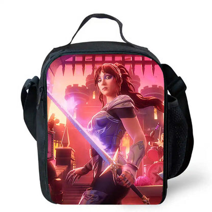 Bolsas de almuerzo para niños, bolsas escolares y de picnic Fortnite de dibujos animados para niñas y niños, bolsas térmicas portátiles y ligeras para almuerzo infantil