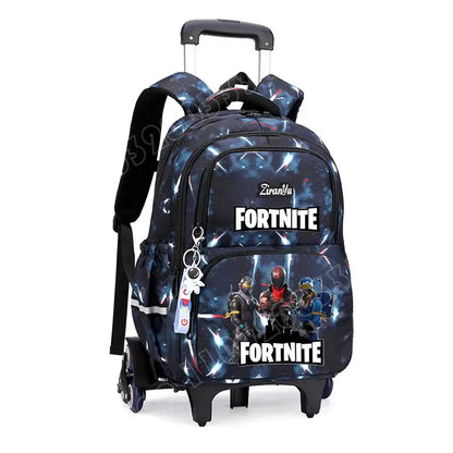Fortnite Trolley Bag Easy Stair Climbing Anime Waterproof Wheeled Backpack Large Capacity Student Schoolbag Casual Travel Bag