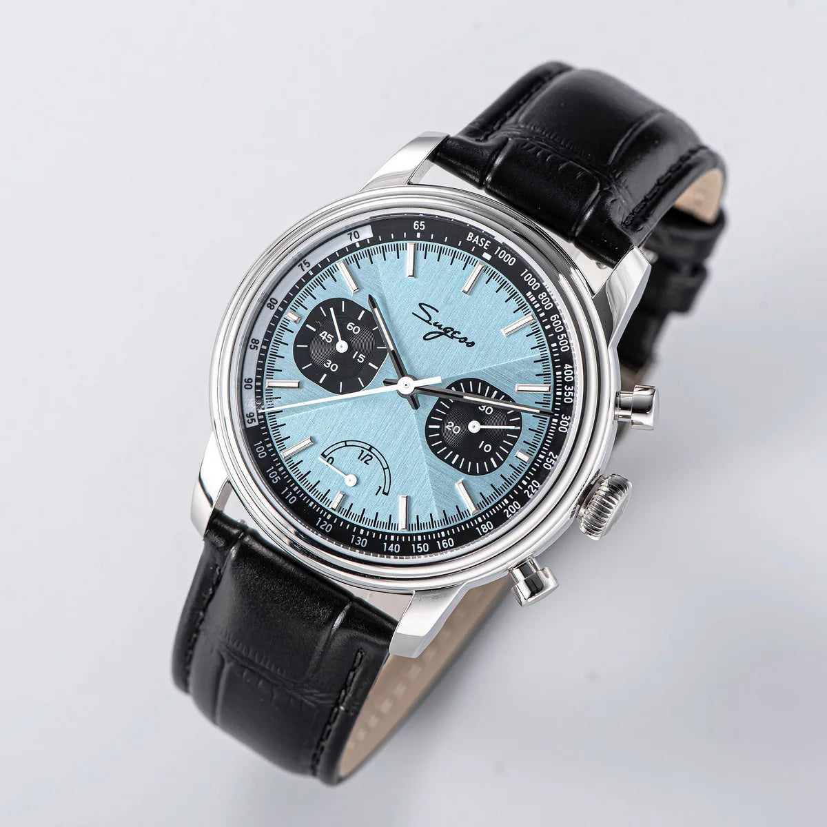 Sugess Men's Pilot 1963 Wristwatch ST1906 Chronograph Handwind Movement Domed Sapphire Waterproof Power Reserve Lume V2