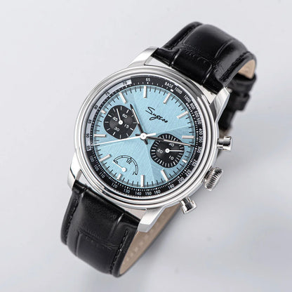 Sugess Men's Pilot 1963 Wristwatch ST1906 Chronograph Handwind Movement Domed Sapphire Waterproof Power Reserve Lume V2