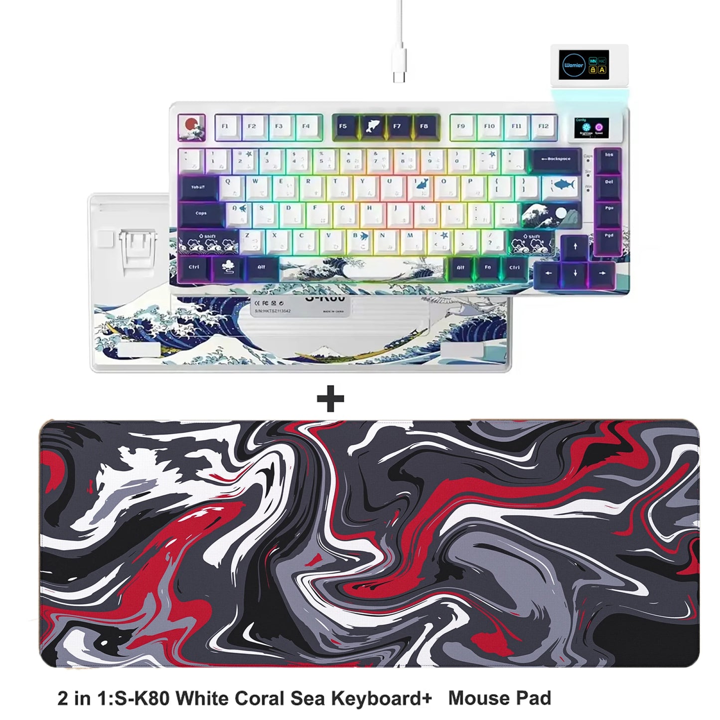 Womier S-K80 75% Keyboard with Color OLED Display Mechanical Gaming Keyboard Hot Swap Keyboard Gasket Mount RGB Custom Keyboard
