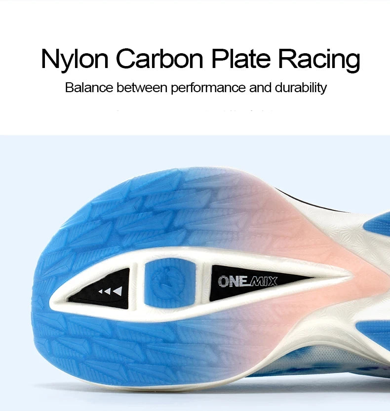 ONEMIX Nylon Carbon Board Marathon Running Racing Shoes, Professional Stable Support, Shock Relief, Ultra-light Rebound Sneakers
