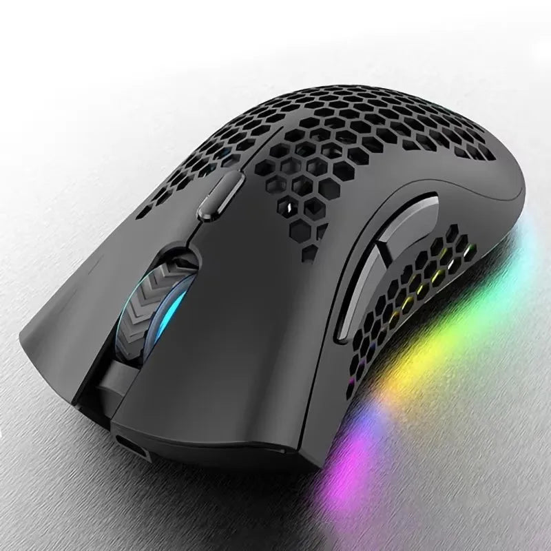 BM600 Rechargeable Wireless Gaming Mouse, 2.4G RGB Honeycomb Gaming Mouse with 12000 DPI, 7 Programmable Buttons, USB Gaming Mouse for PC & Laptop