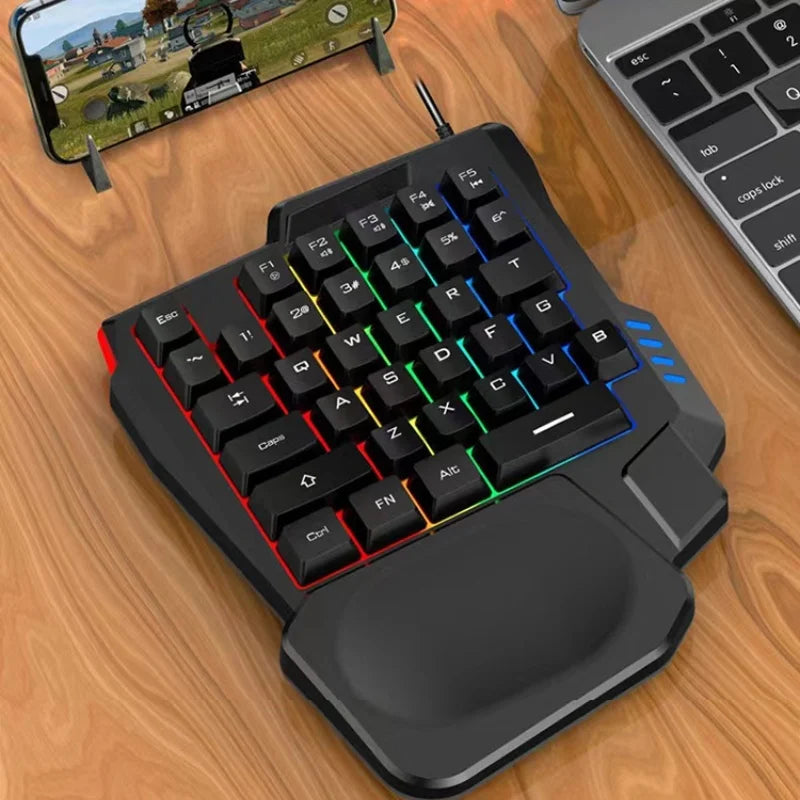 1pc RGB Gaming Keyboard Single Hand Mini USB Ultra-slim Wired 35-Keys OneHandedly Backlight Keyboard For Computer PC Laptop