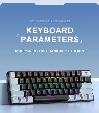 61 Keys RGB Mechanical Keyboard Wired K61 Mini Keyboard 60% Portable Black,White, Red/Blue Switch for Gaming\Work