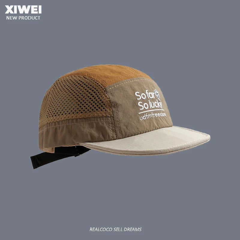 Summer Color Matching Embroidered Quick-drying Hat Men and Women Outdoor Sports Breathable Mesh Sunshade Five-panel Baseball Cap