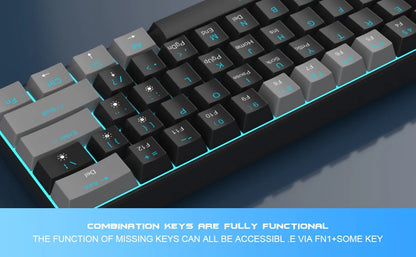MageGee MK-Star61 60% Mechanical Gaming Keyboard 61Keys Sea Blue Backlit Small Compact Portable 60 Percent Gaming Keyboard Gamer