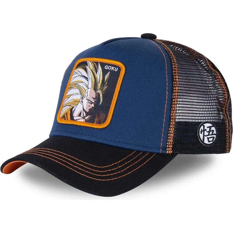 Casquette Dragon Ball Son Goku pour l'été, casquette de voyage à visière, casquette pour homme brodée, style hip-hop en maille, visière pare-soleil, casquette de baseball, sport de plein air